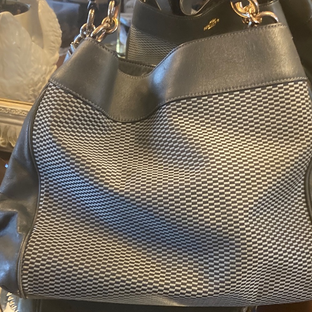 Genuine Coach  Lexy  Legacy Jacquard Blue and Black Checkered Shoulder Bag - Picture 16 of 17